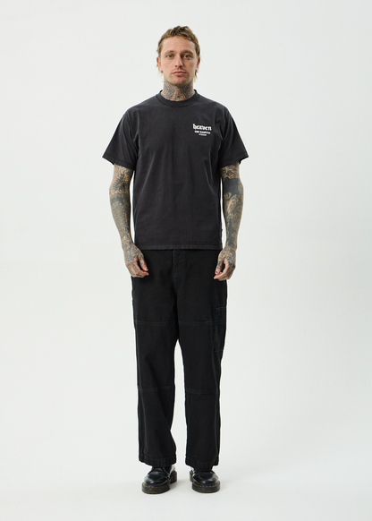 AFENDS Mens Heaven - Heavyweight Boxy Tee - Stone Black