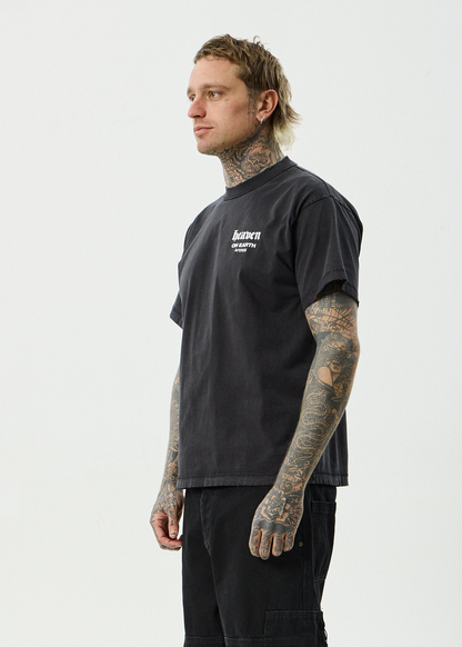 AFENDS Mens Heaven - Heavyweight Boxy Tee - Stone Black