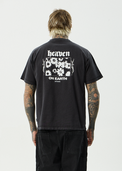 AFENDS Mens Heaven - Heavyweight Boxy Tee - Stone Black