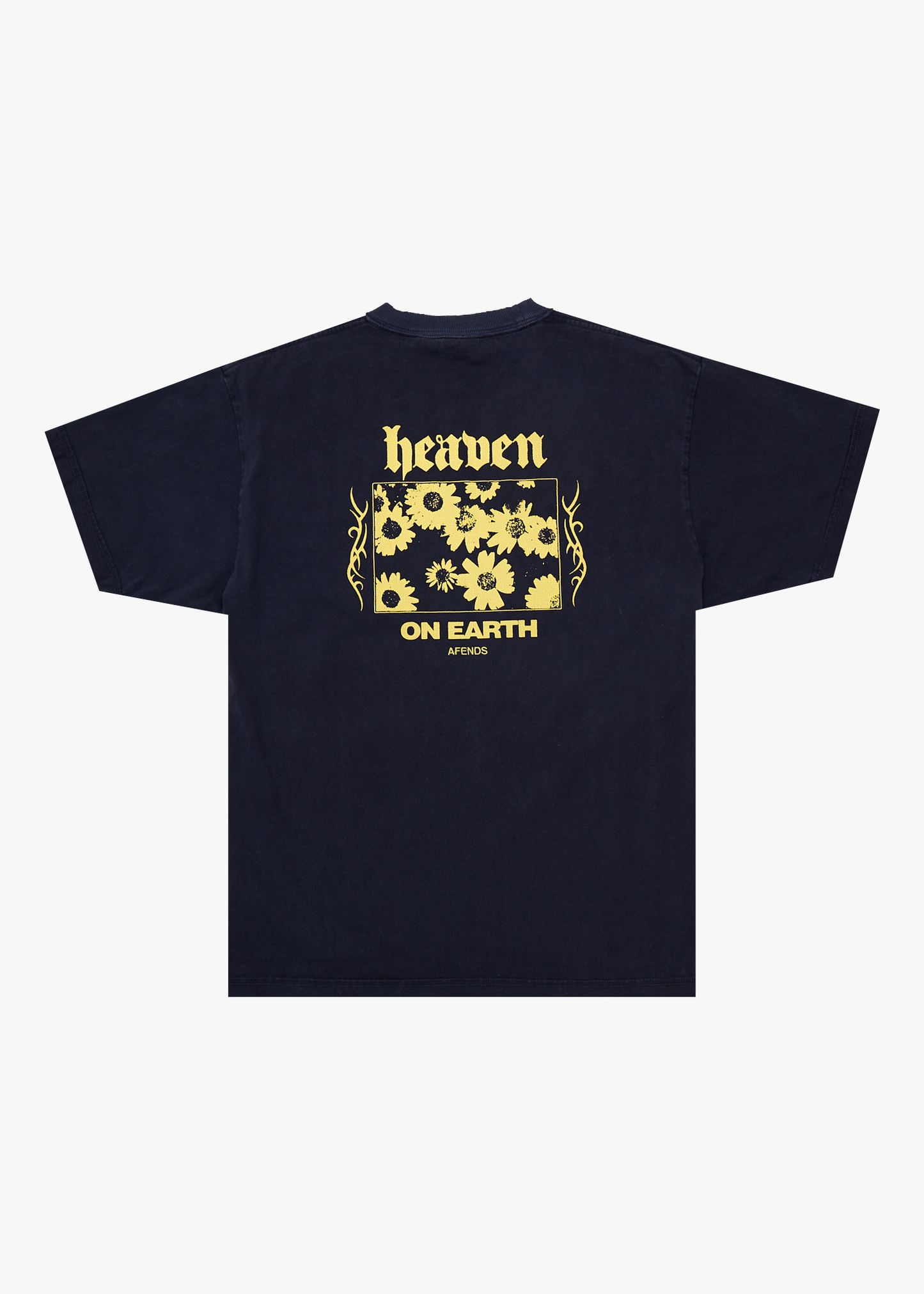AFENDS Mens Heaven - Heavyweight Boxy Tee - Washed Deep Sea