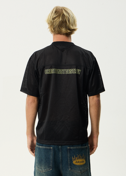AFENDS Mens Zero Six - Mesh Jersey Boxy Tee - Black