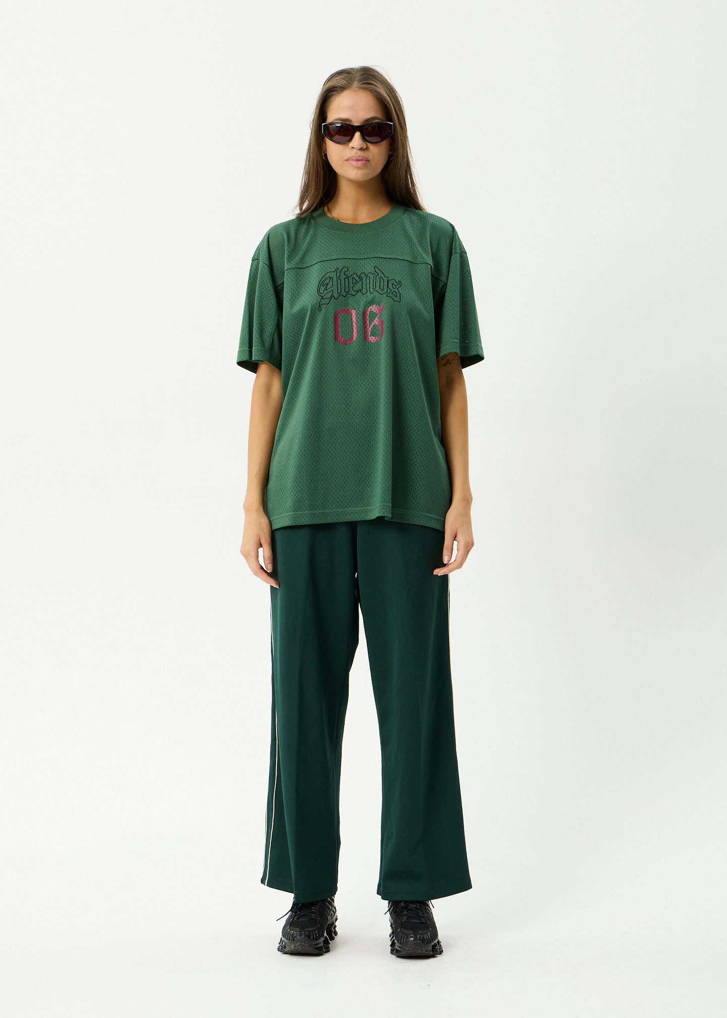 AFENDS Mens Zero Six - Mesh Jersey Boxy Tee - Pine