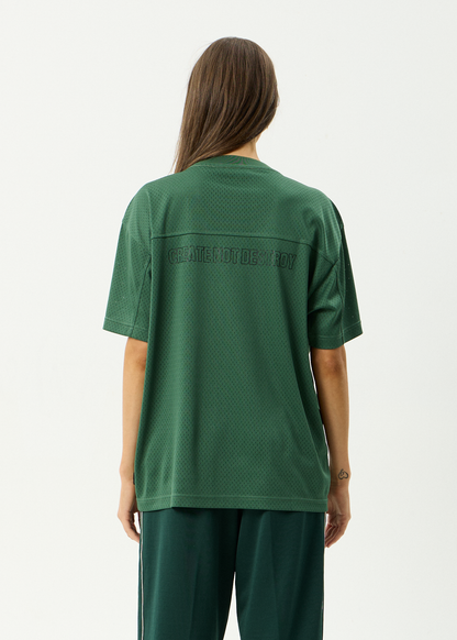 AFENDS Mens Zero Six - Mesh Jersey Boxy Tee - Pine