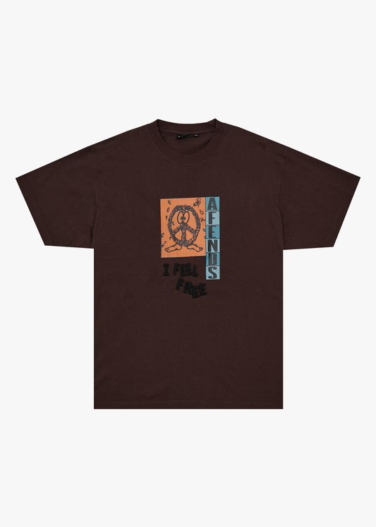 AFENDS Mens Feel Free - Boxy Tee - Washed Coffee