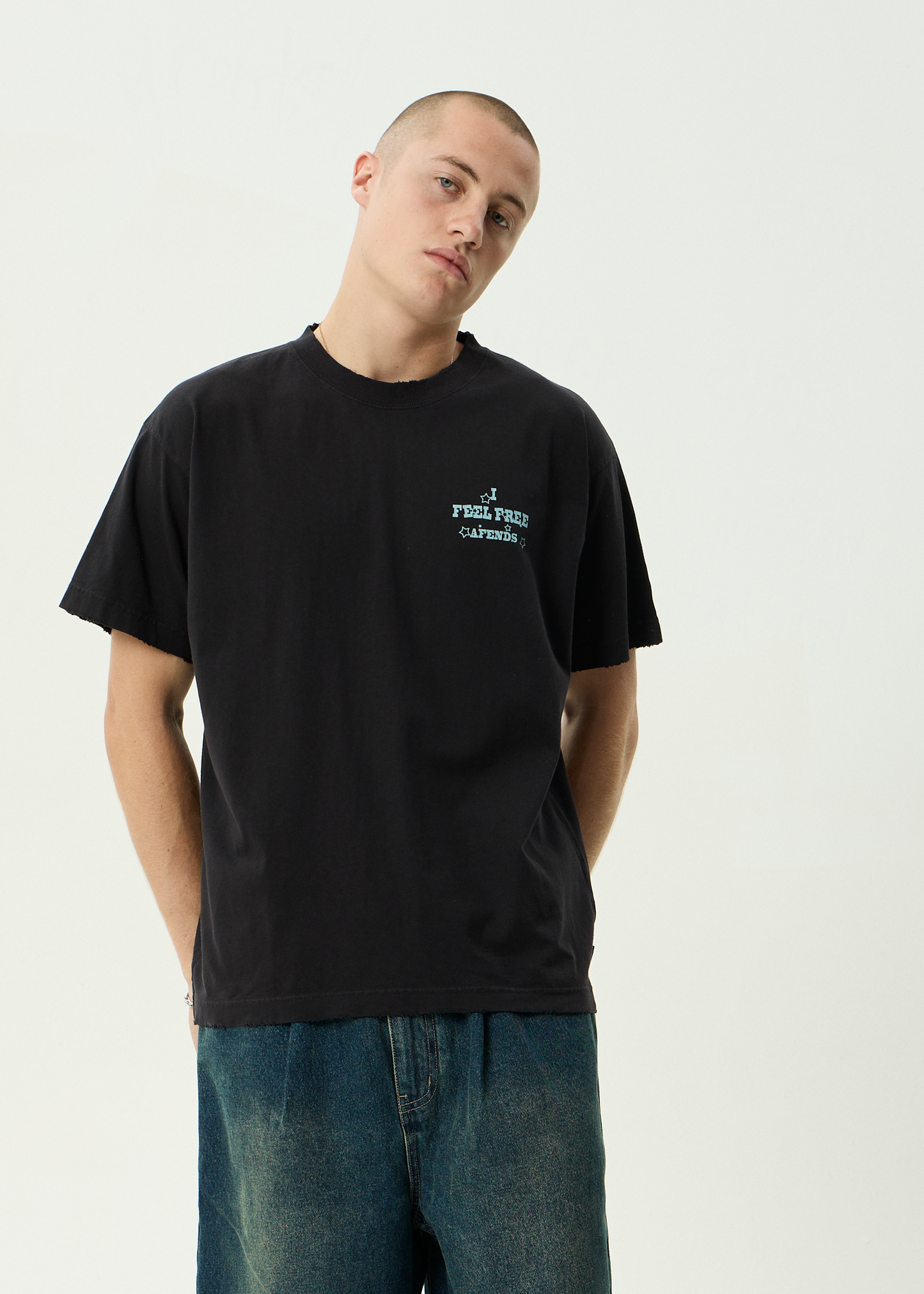 AFENDS Mens Sonoran - Boxy Tee - Stone Black