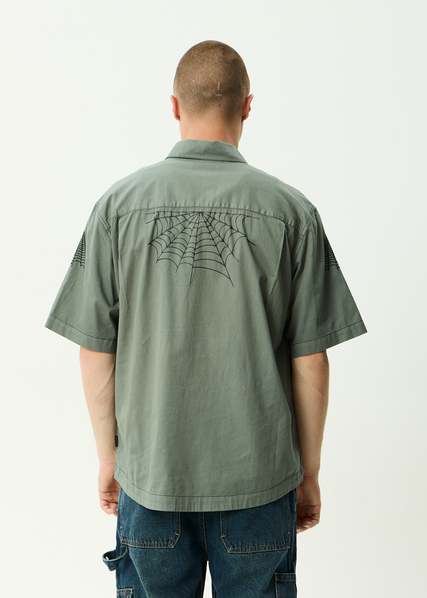 AFENDS Mens Supply - Workwear Short Sleeve Shirt - Washed Sycamore