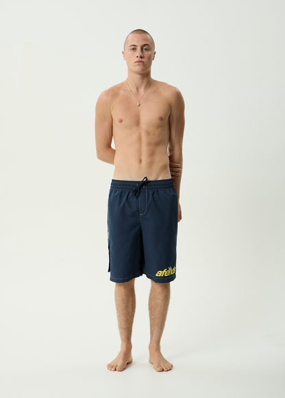 AFENDS Mens Angel Boy - Cargo Swim Short 21" - Deep Sea