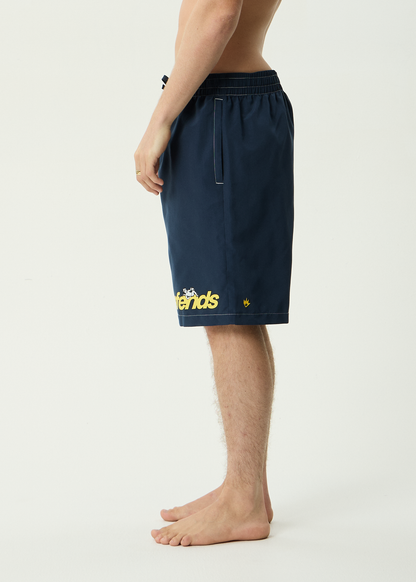 AFENDS Mens Angel Boy - Cargo Swim Short 21" - Deep Sea