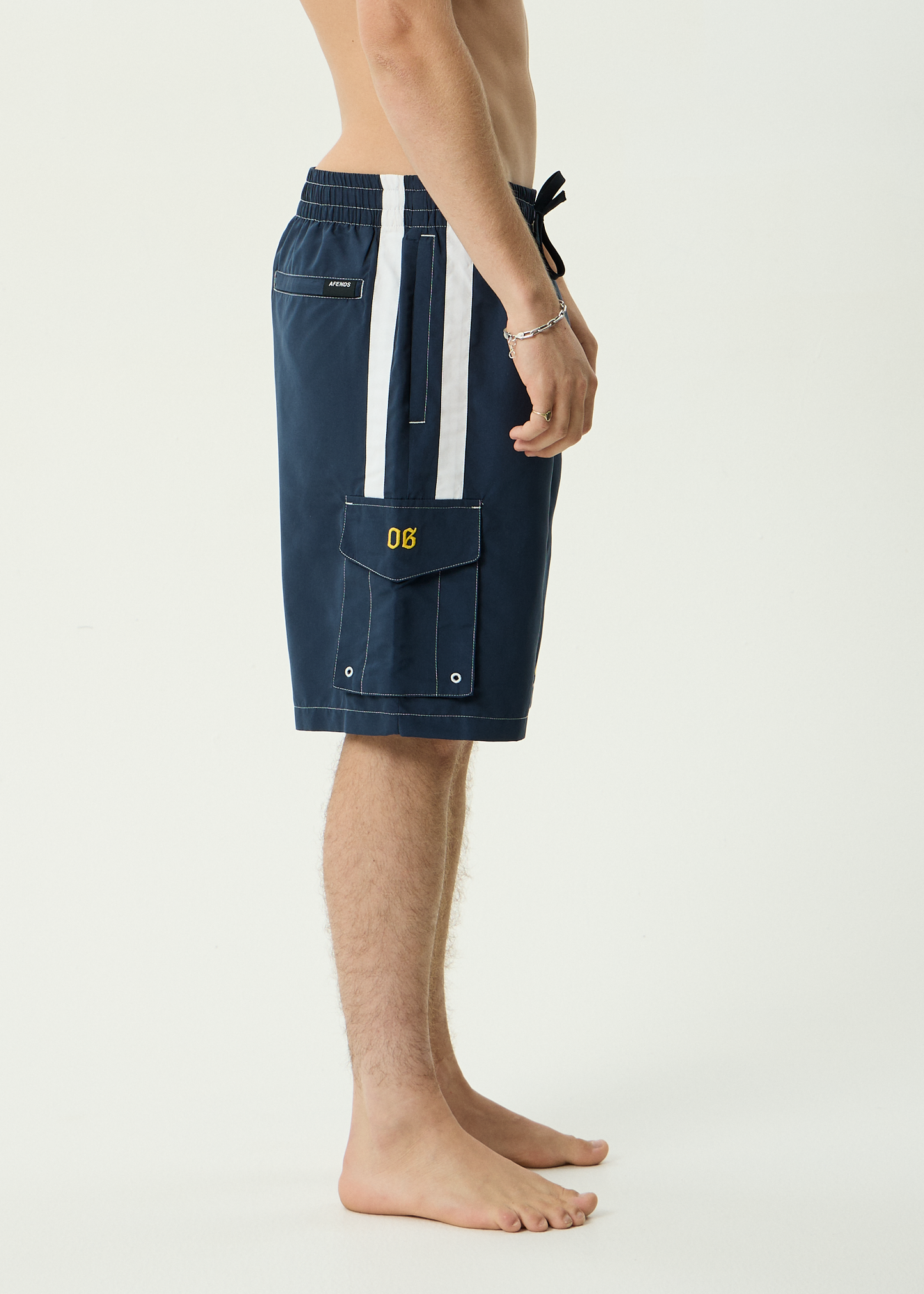 AFENDS Mens Angel Boy - Cargo Swim Short 21" - Deep Sea
