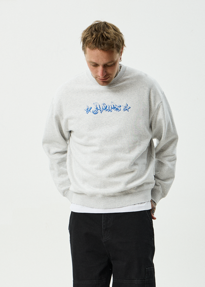 AFENDS Mens Created - Crew Neck - Grey Marle