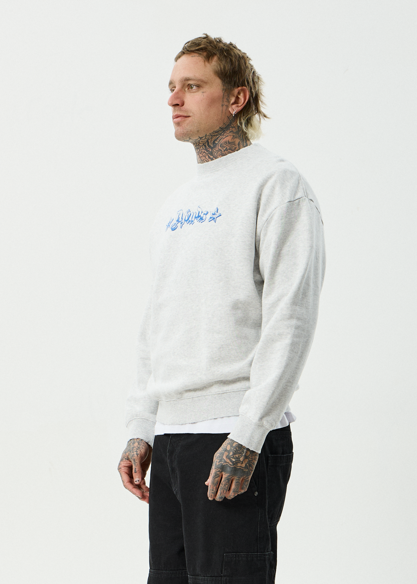 AFENDS Mens Created - Crew Neck - Grey Marle