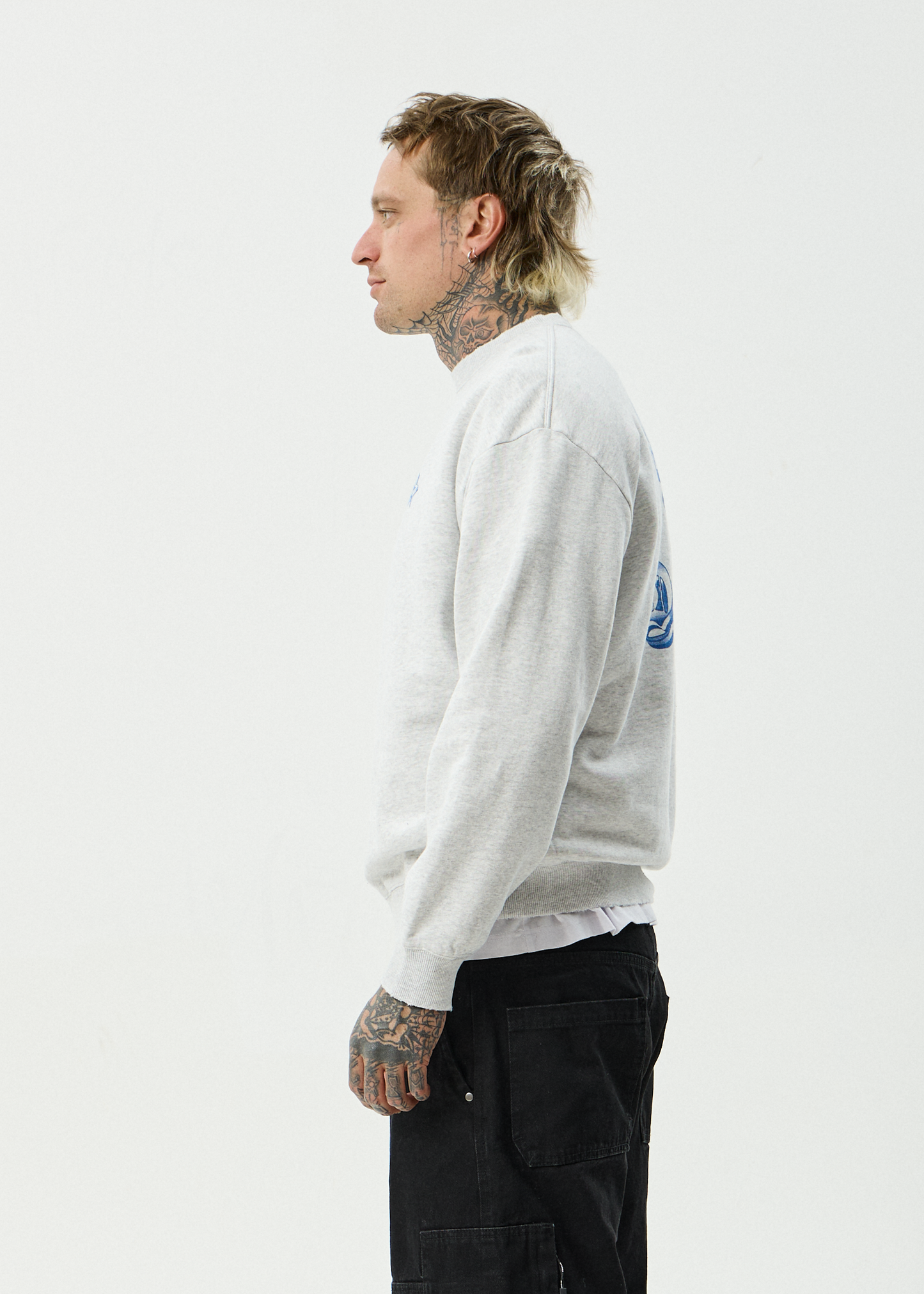 AFENDS Mens Created - Crew Neck - Grey Marle