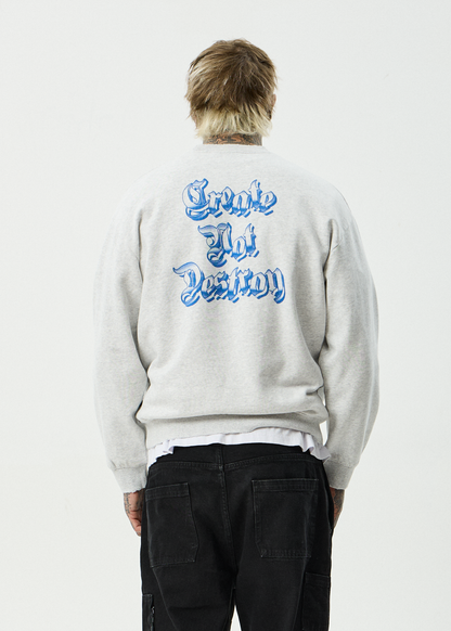AFENDS Mens Created - Crew Neck - Grey Marle