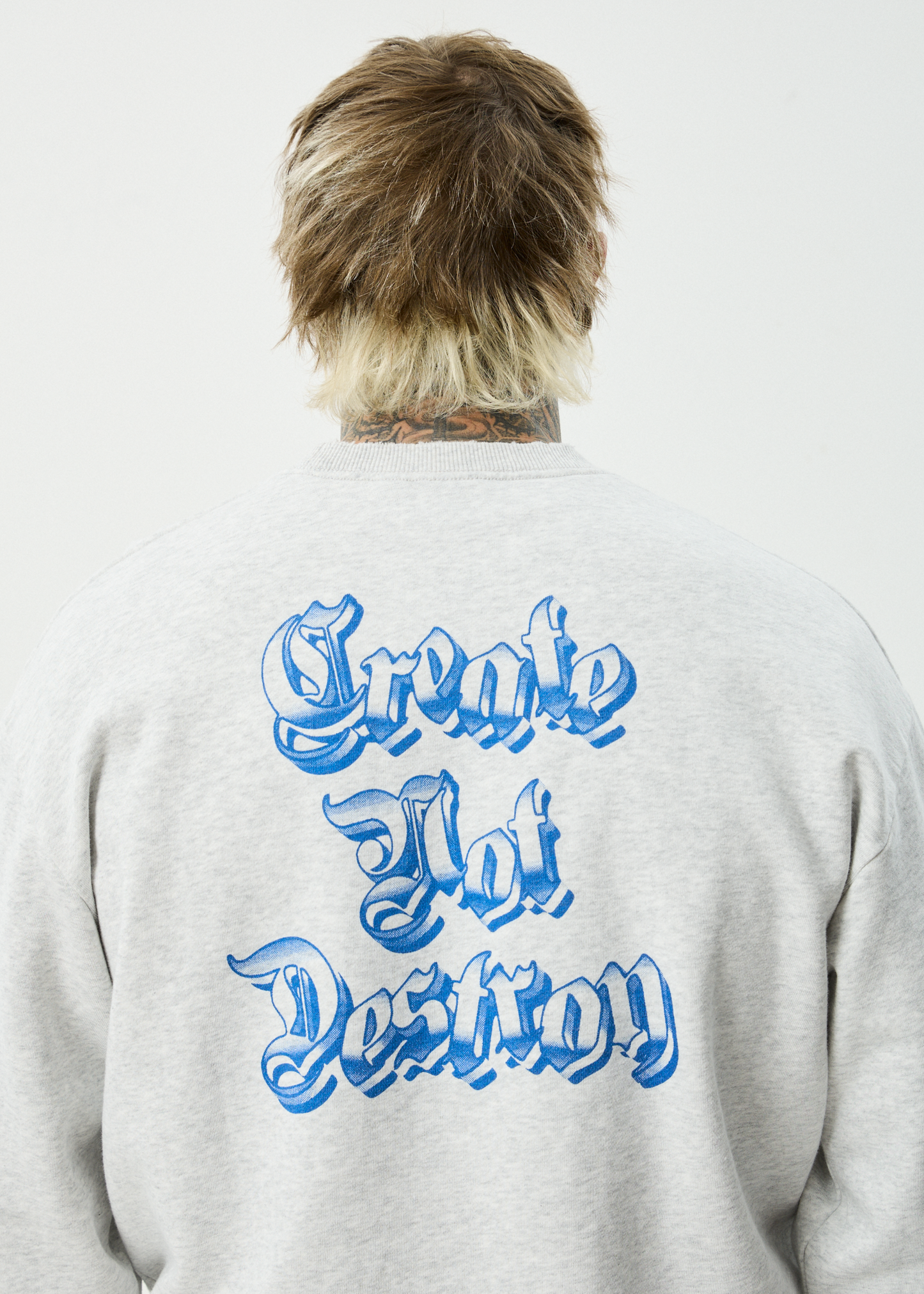 AFENDS Mens Created - Crew Neck - Grey Marle