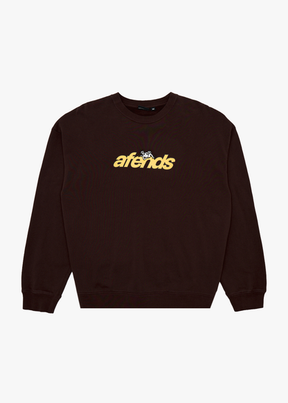 AFENDS Mens Angel Boy - Crew Neck - Washed Coffee