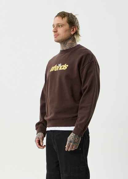 AFENDS Mens Angel Boy - Crew Neck - Washed Coffee