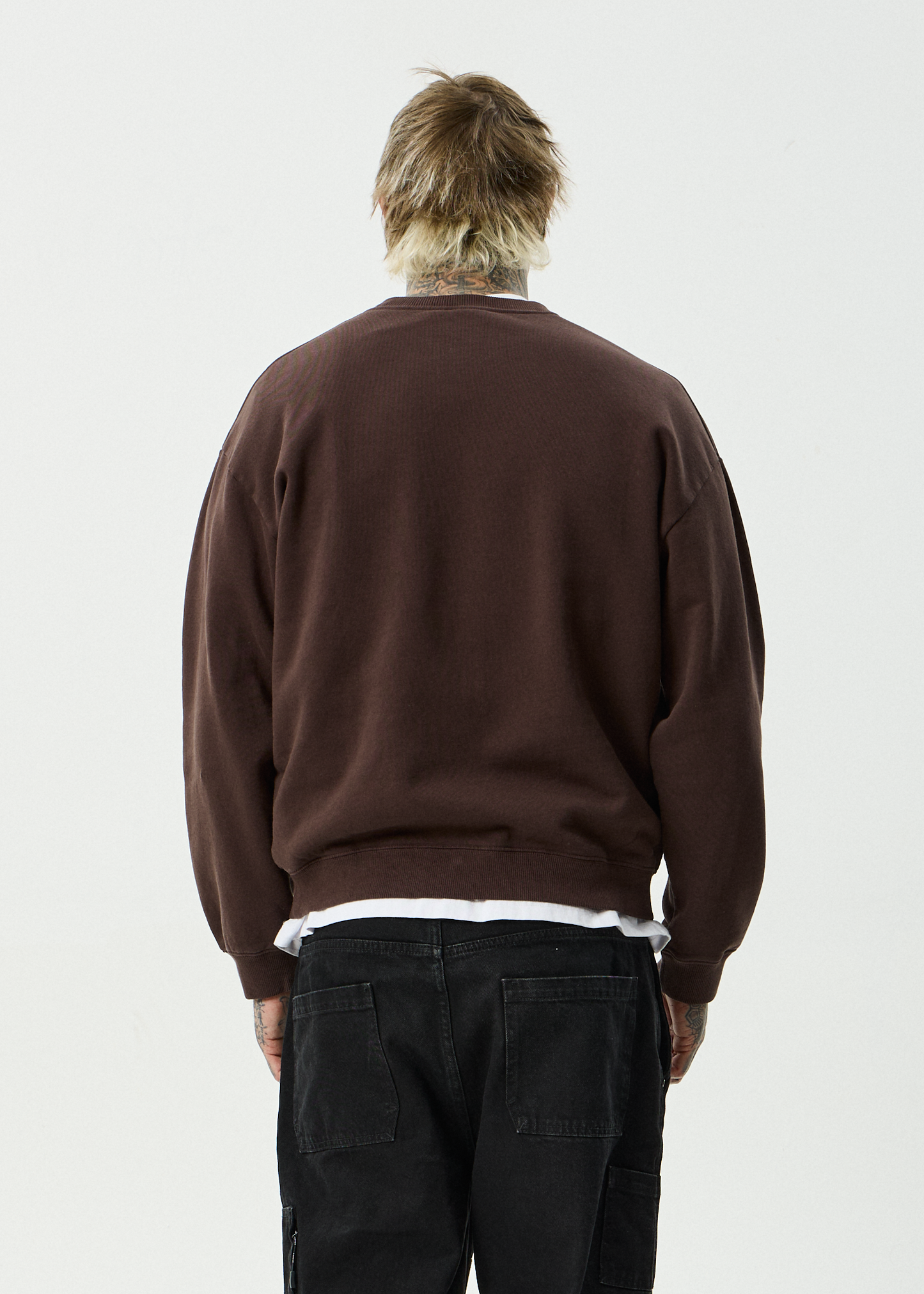AFENDS Mens Angel Boy - Crew Neck - Washed Coffee