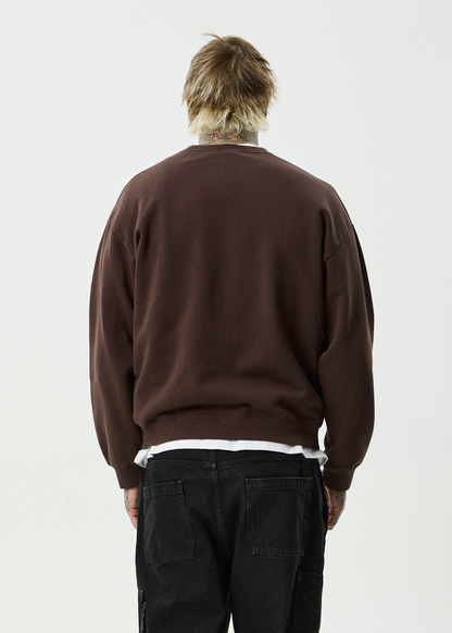 AFENDS Mens Angel Boy - Crew Neck - Washed Coffee