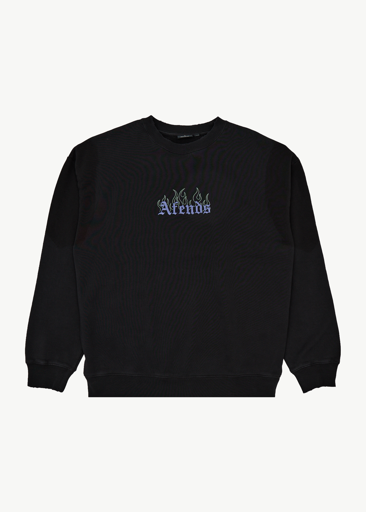 AFENDS Mens Temporal - Heavyweight Crew Neck - Stone Black