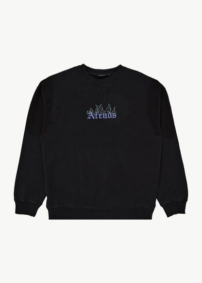 AFENDS Mens Temporal - Heavyweight Crew Neck - Stone Black