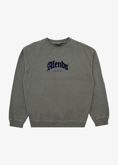 AFENDS Mens Home - Crew Neck - Washed Sycamore
