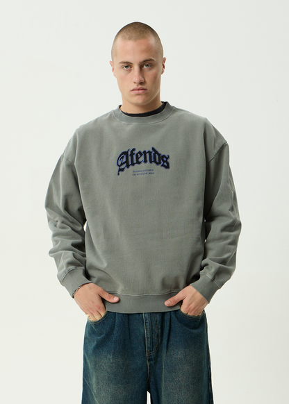 AFENDS Mens Home - Crew Neck - Washed Sycamore