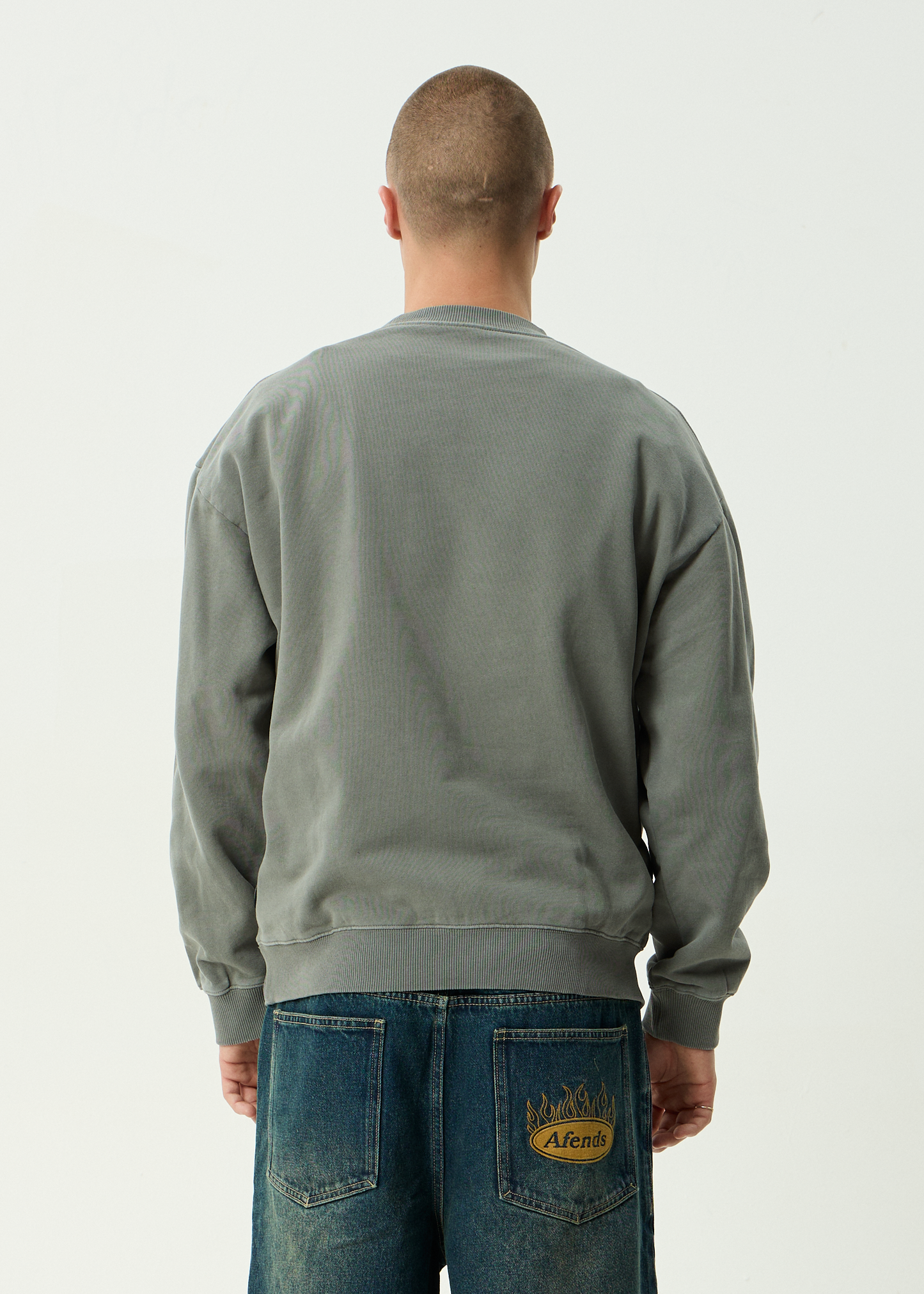 AFENDS Mens Home - Crew Neck - Washed Sycamore