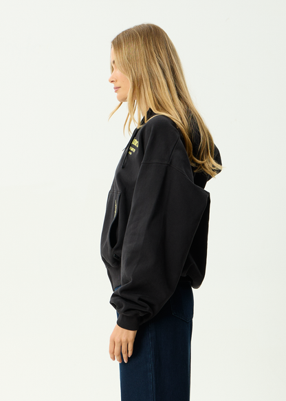 AFENDS Mens Heaven - Boxy Zip Hood - Stone Black