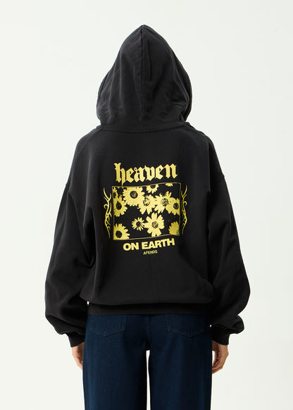 AFENDS Mens Heaven - Boxy Zip Hood - Stone Black