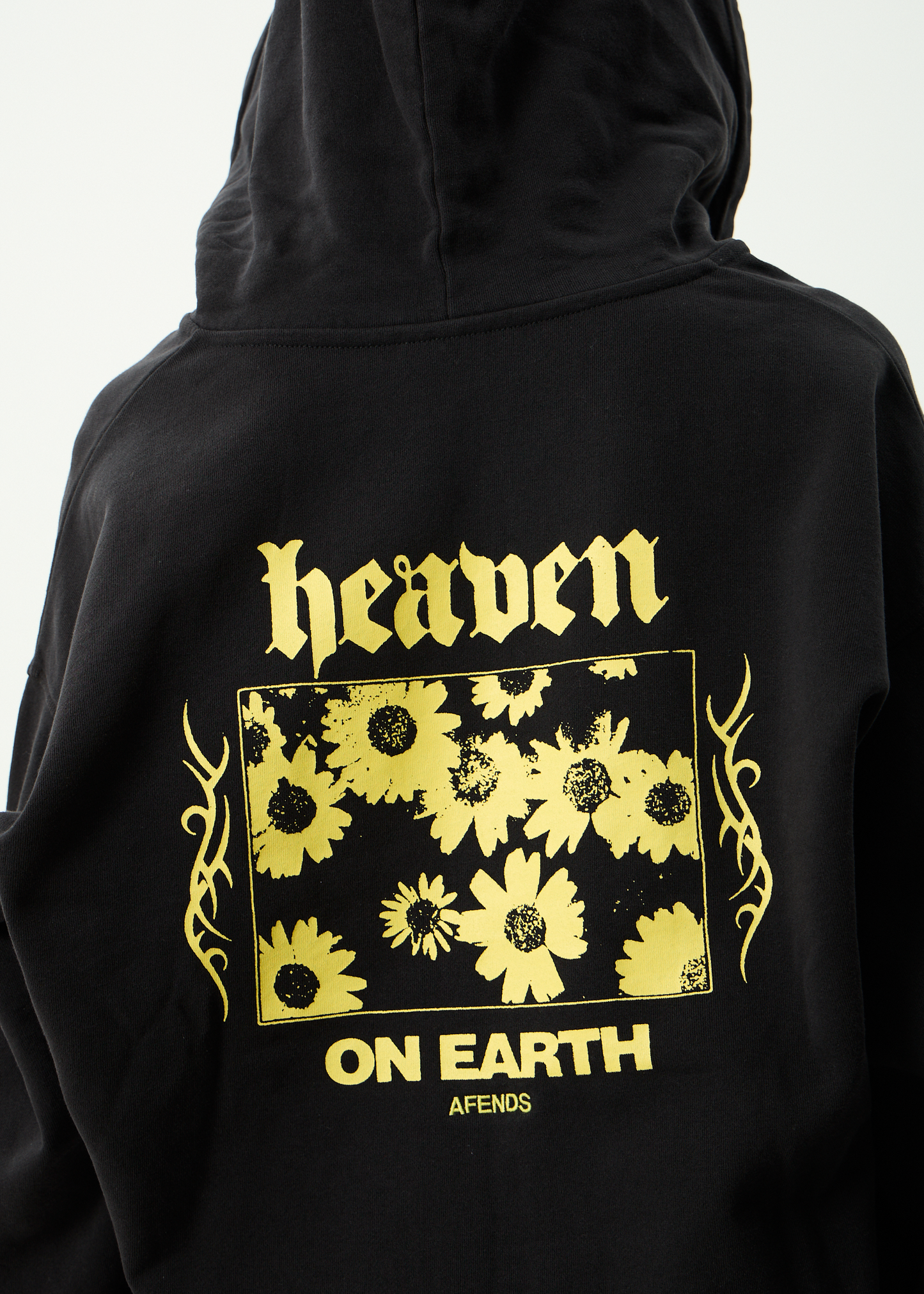 AFENDS Mens Heaven - Boxy Zip Hood - Stone Black