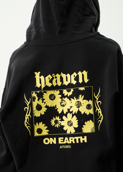 AFENDS Mens Heaven - Boxy Zip Hood - Stone Black