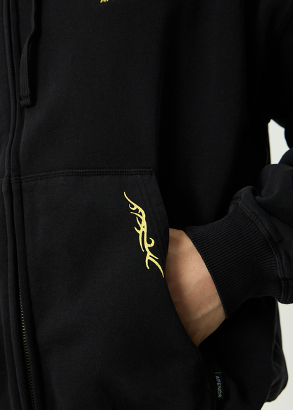 AFENDS Mens Heaven - Boxy Zip Hood - Stone Black