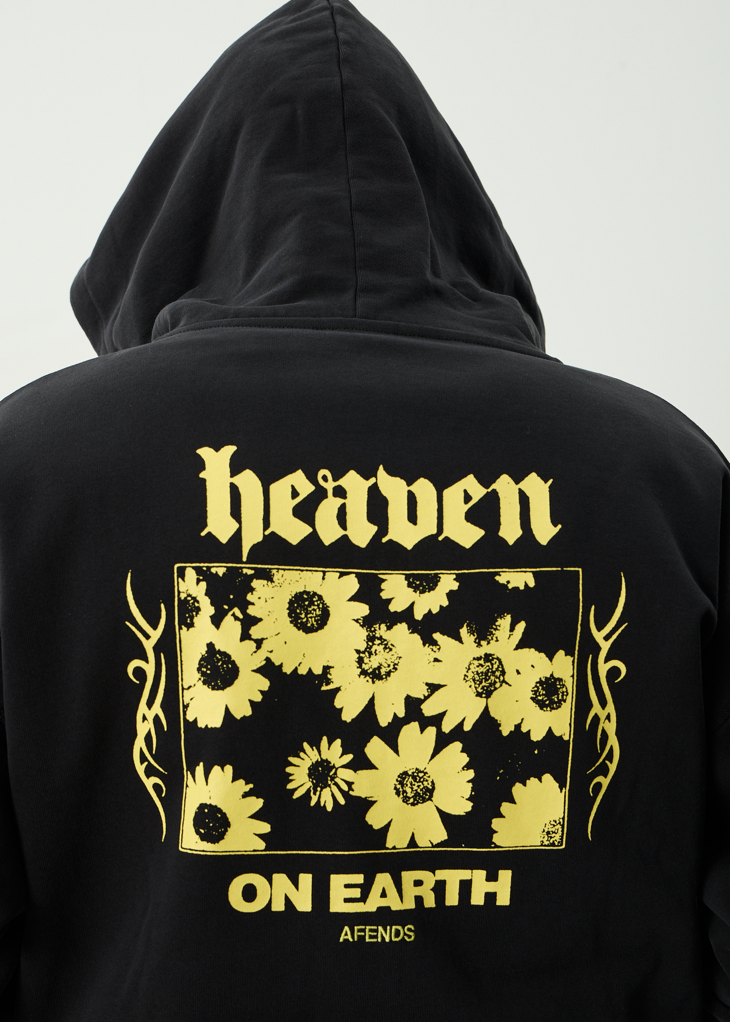 AFENDS Mens Heaven - Boxy Zip Hood - Stone Black