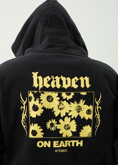 AFENDS Mens Heaven - Boxy Zip Hood - Stone Black