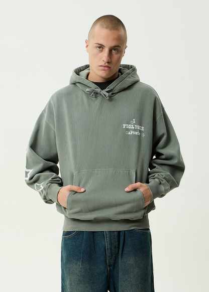 AFENDS Mens Sonoran - Boxy Pull On Hood - Washed Sycamore
