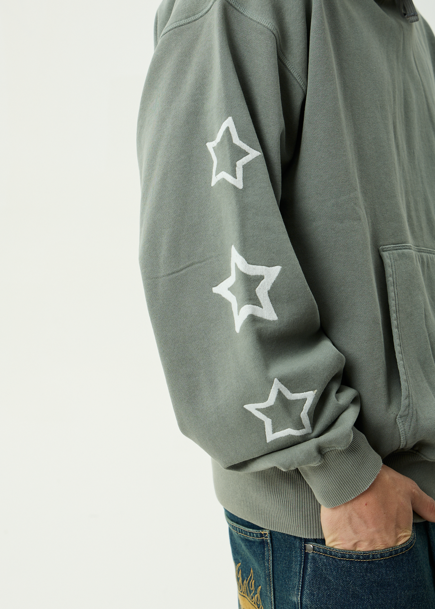 AFENDS Mens Sonoran - Boxy Pull On Hood - Washed Sycamore