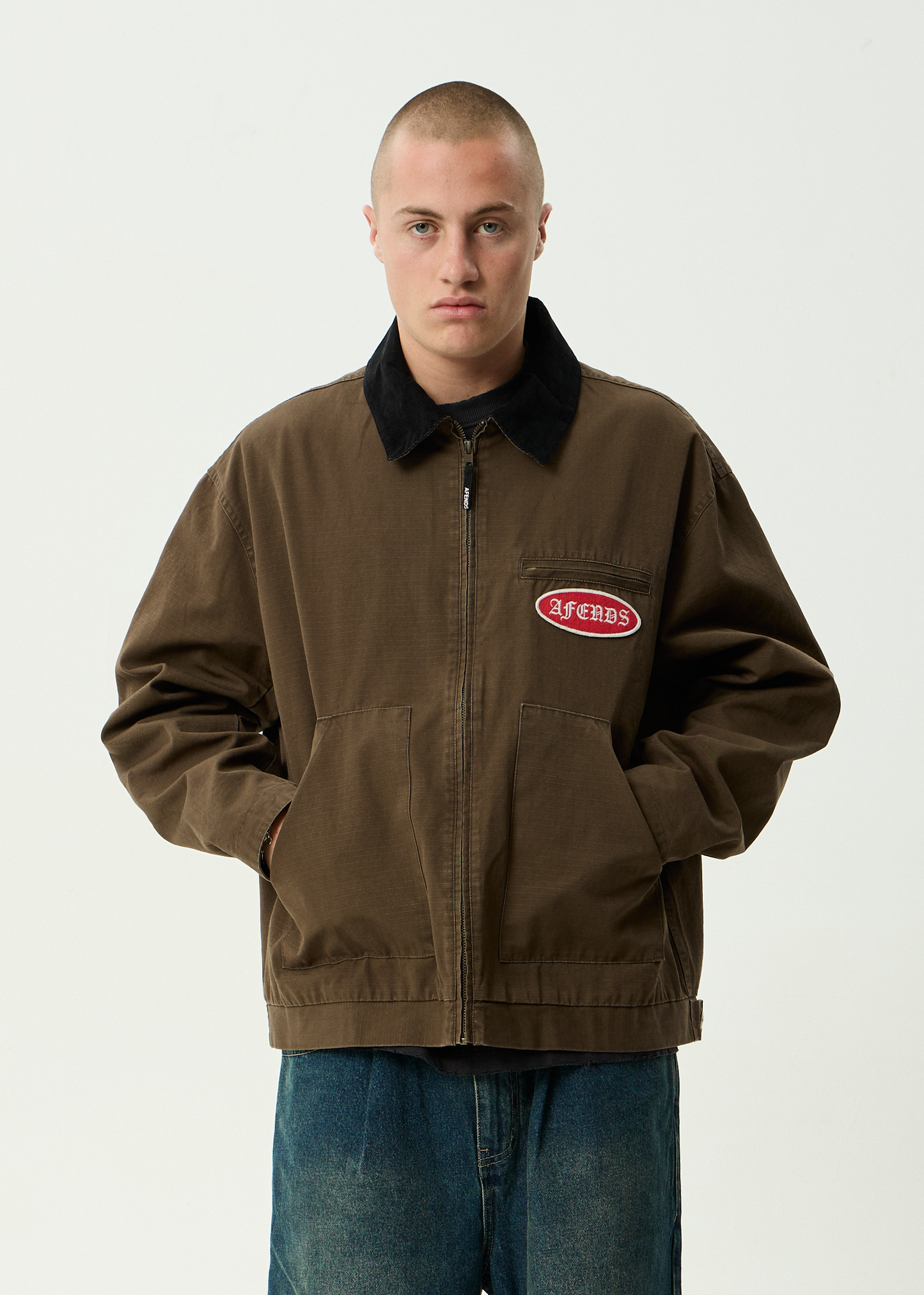 AFENDS Mens Casino Oracle V.2 - Workwear Jacket - Washed Coffee