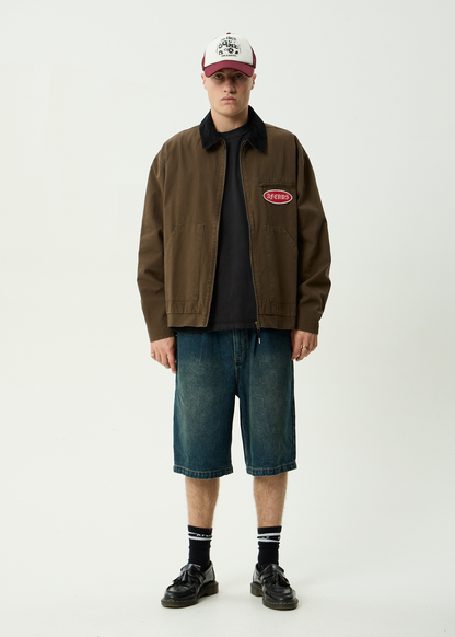 AFENDS Mens Casino Oracle V.2 - Workwear Jacket - Washed Coffee