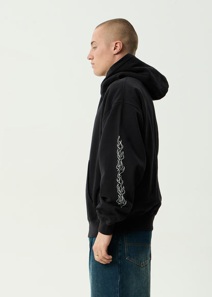 AFENDS Mens Machine -  Boxy Pull On Hood - Stone Black
