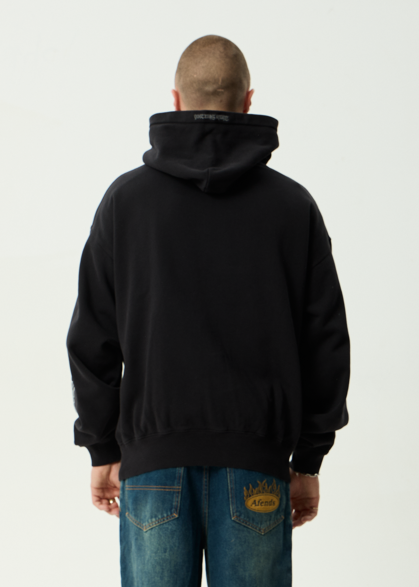AFENDS Mens Machine -  Boxy Pull On Hood - Stone Black