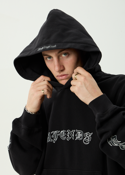 AFENDS Mens Machine -  Boxy Pull On Hood - Stone Black