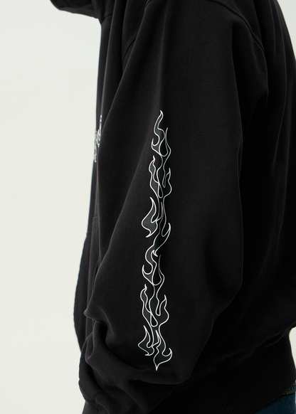 AFENDS Mens Machine -  Boxy Pull On Hood - Stone Black