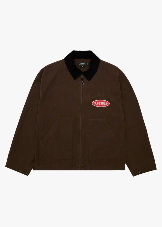 AFENDS Mens Casino Oracle V.2 - Workwear Jacket - Washed Coffee