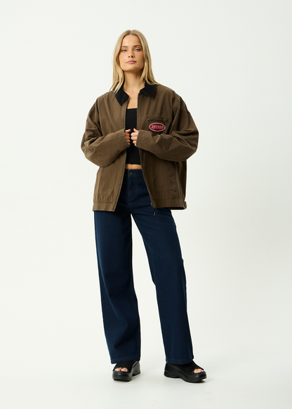 AFENDS Mens Casino Oracle V.2 - Workwear Jacket - Washed Coffee