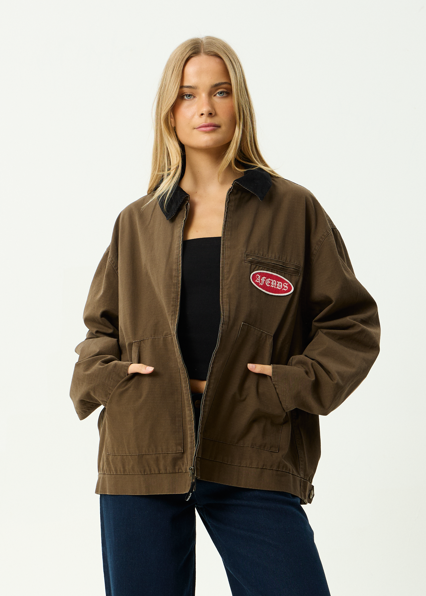 AFENDS Mens Casino Oracle V.2 - Workwear Jacket - Washed Coffee