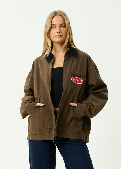 AFENDS Mens Casino Oracle V.2 - Workwear Jacket - Washed Coffee