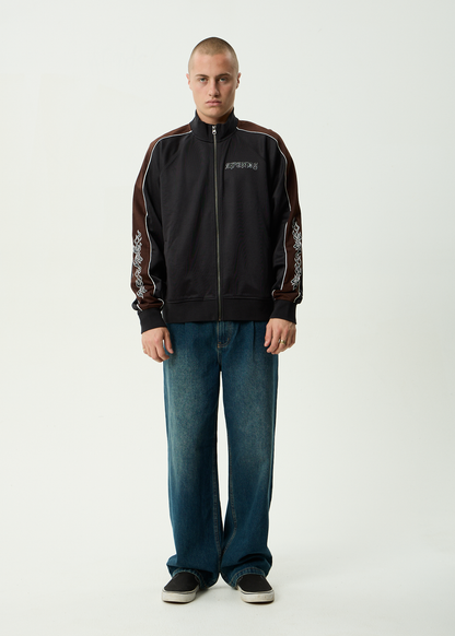 AFENDS Mens Machine -  Zip Through Track Jacket - Black