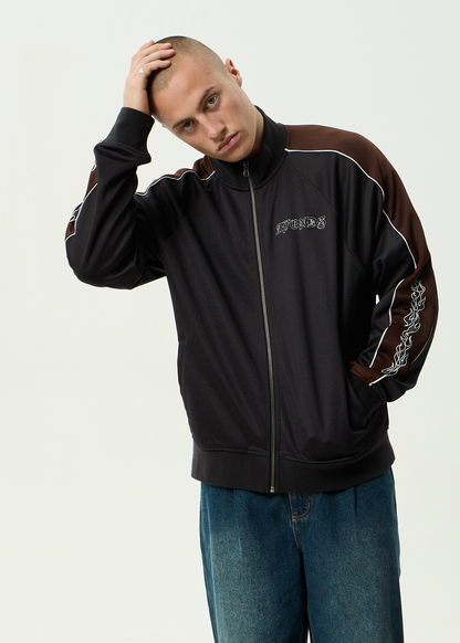 AFENDS Mens Machine -  Zip Through Track Jacket - Black