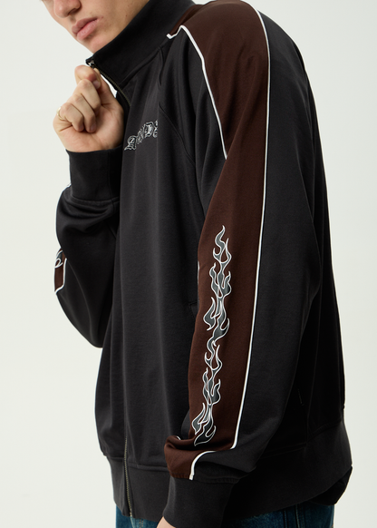 AFENDS Mens Machine -  Zip Through Track Jacket - Black
