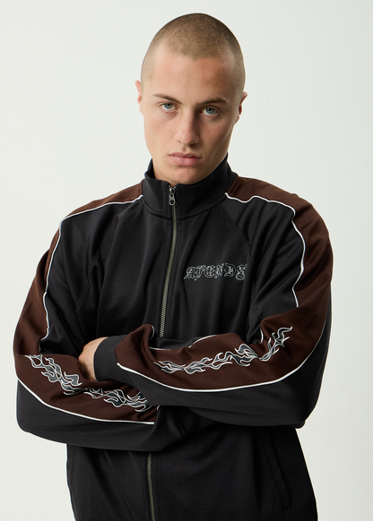 AFENDS Mens Machine -  Zip Through Track Jacket - Black